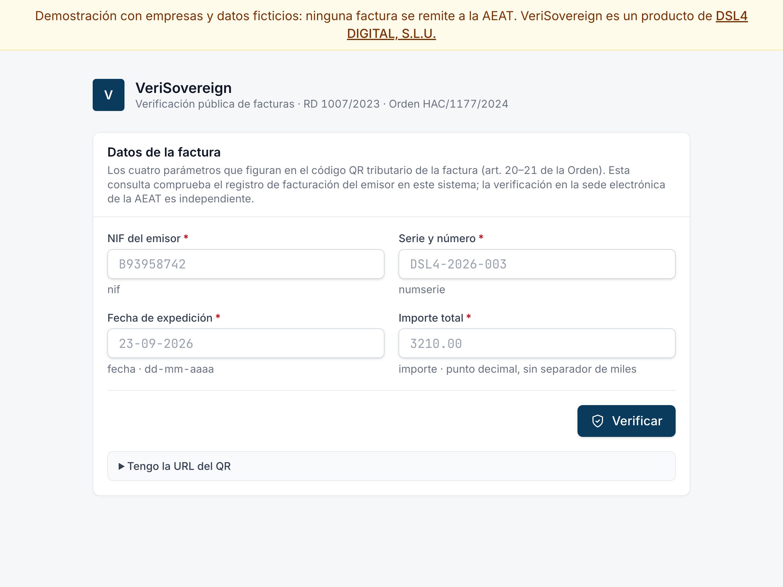 VeriSovereign product interface capture